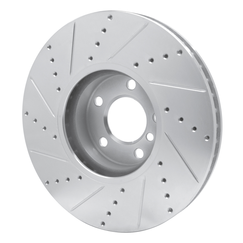 BMW 535i GT Brake Rotor (1) - Front Left - R1 Concepts - Drilled & Slotted - Silver - `10-`18